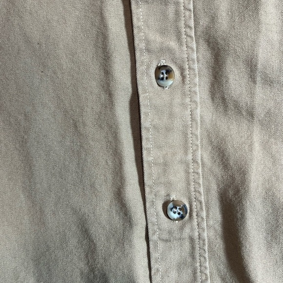 L.L. Bean Large Made in USA Vintage Duck Camo Canvas Khaki Shirt Workwear EUC - Picture 10 of 14